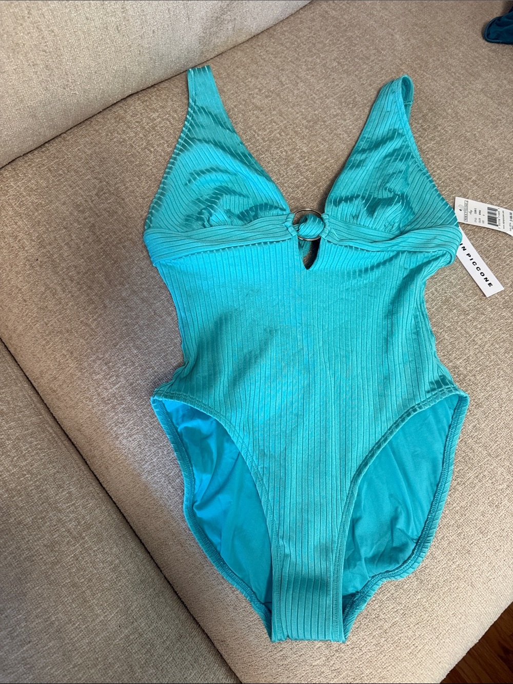 ROBIN PICCONE ONE PIECE SWIMSUIT WOMENS SIZE 8 TEAL BLUE